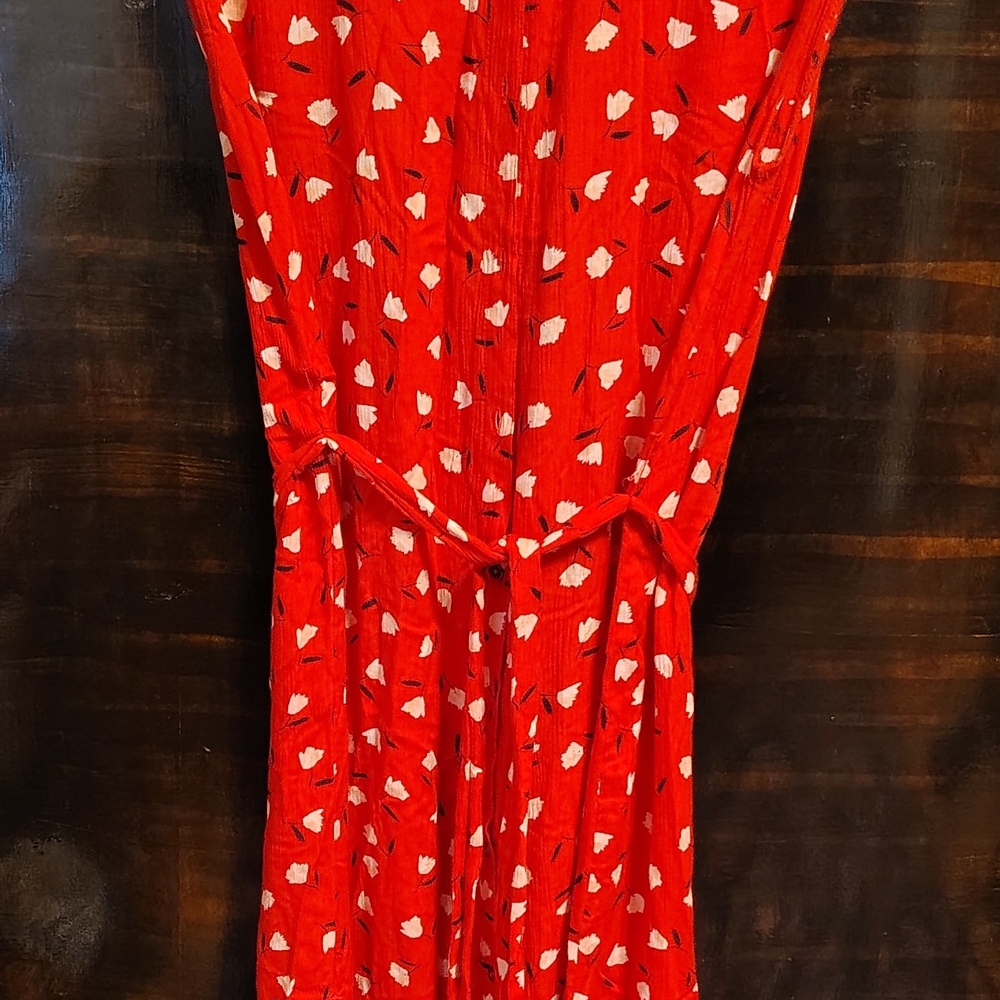 Billabong Retro Red Floral Button Dress